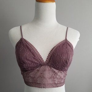 Victoria's Secret Sexy Purple Triangle Unlined Comfy Lace Bralette Sz M